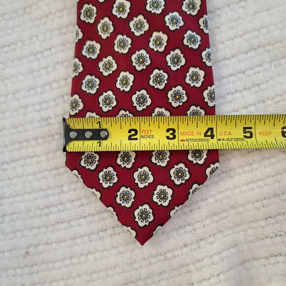 Polo By Ralph Lauren Vintage Men's Silk‎ Floral Necktie Red & White - Picture 6 of 7